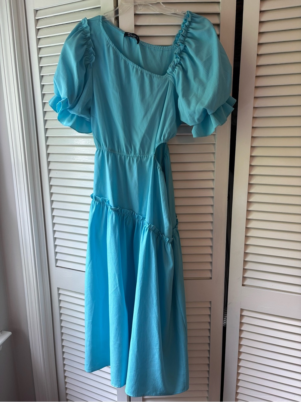 Simplee Apparel Turquoise Puff Sleeve Maxi Dress
